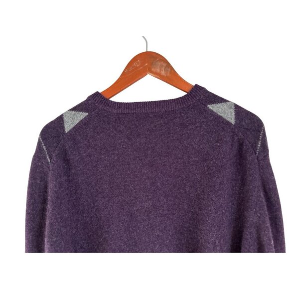 Brooks Brothers Scottish Lambswool Argyle Purple Sweater XL V-Neck 100% Lambswoo - Picture 7 of 8